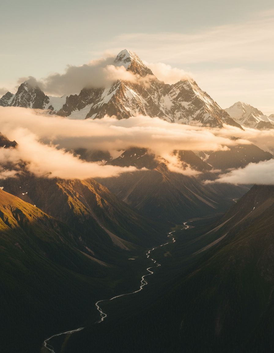 Mountain range at golden hour